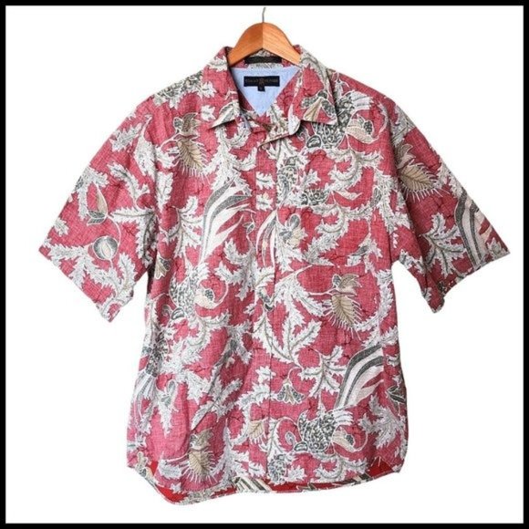 Tommy Hilfiger Golf Red Floral Hawaiian Style Button Up Men's‎ XL Cotton - Picture 1 of 16